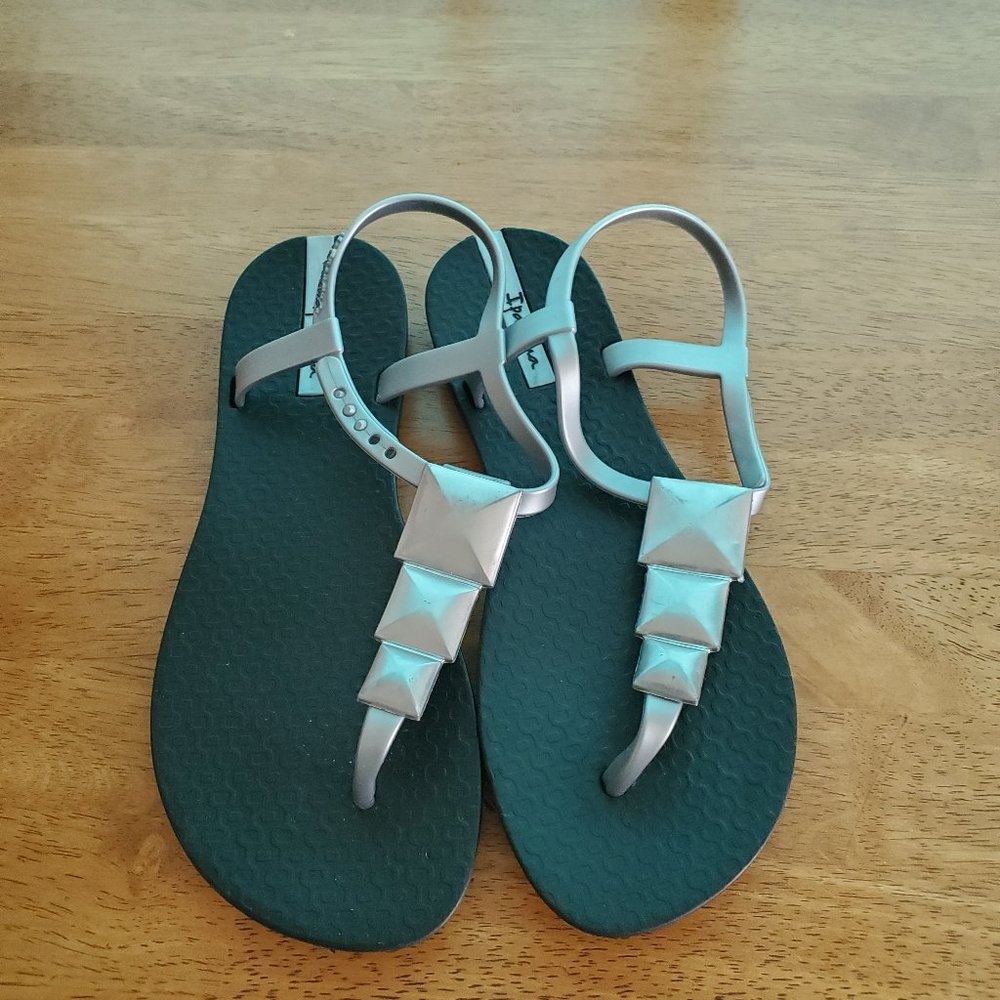 Ipanema Rubber Sandals-Made in Brazil-Black Silver